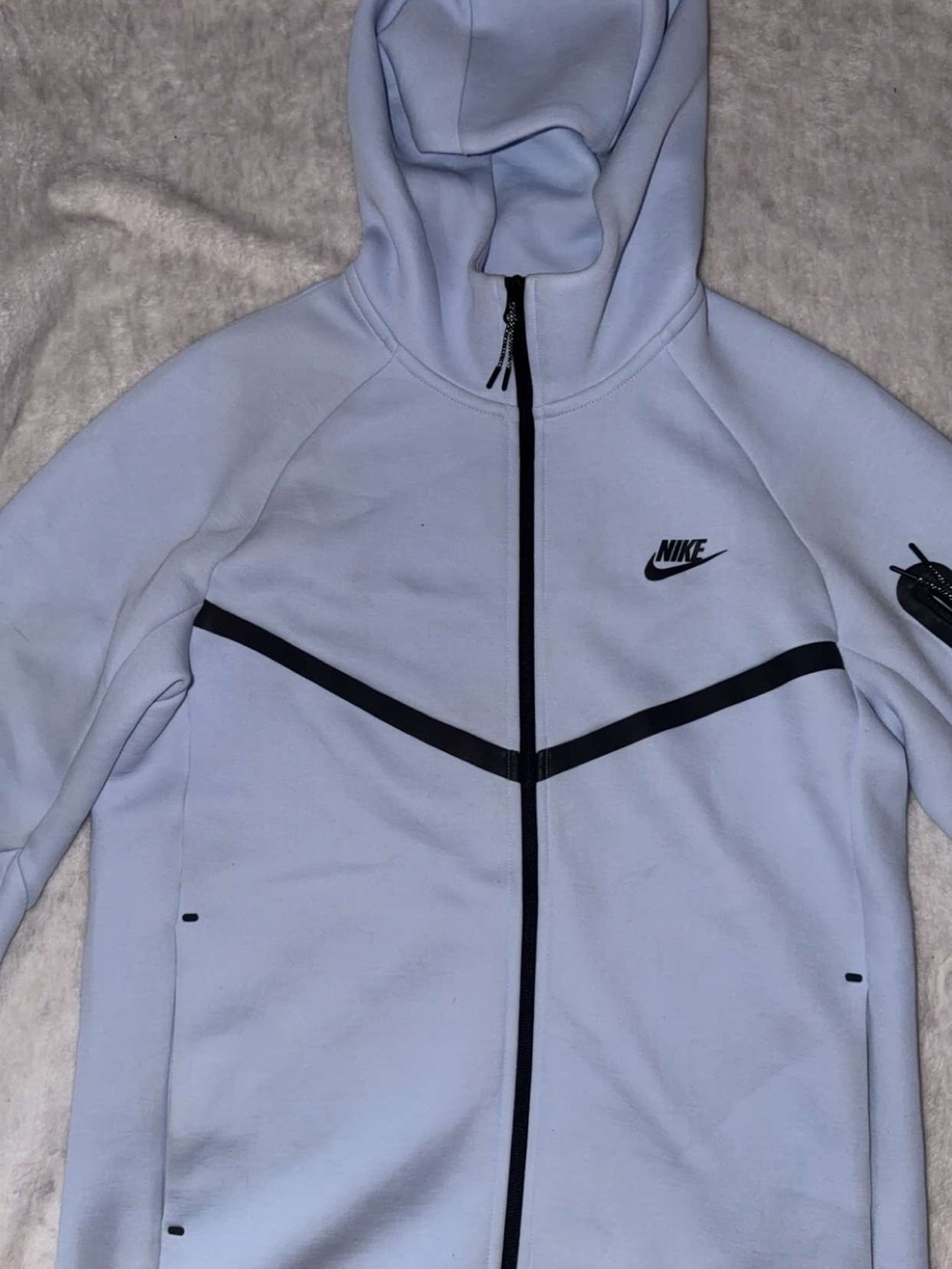 Nike Pale Blue Zip Hoodie with Black Trim